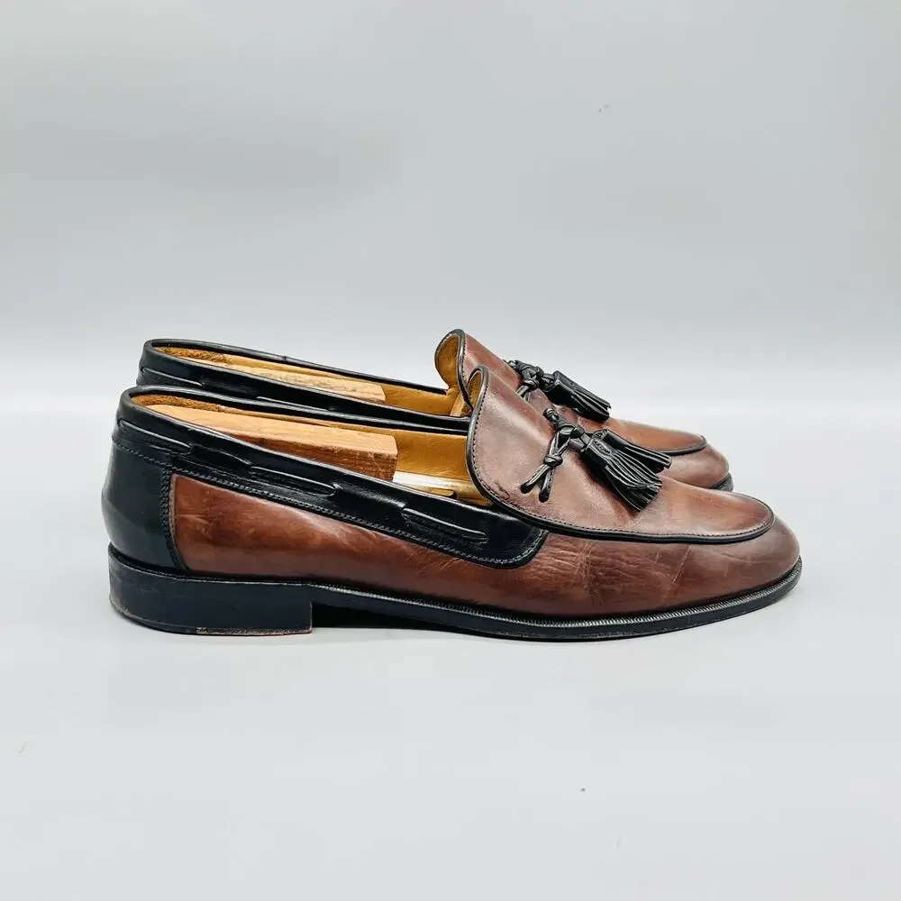 Johnston & Murphy Shoes Mens 9.5 Leather Cellini Tassel Loafers Dress Slip On